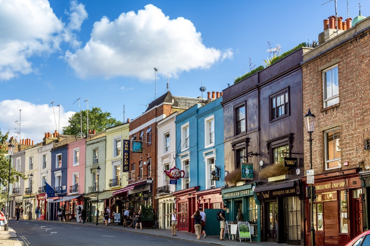Photo of a colourful street of shops in Notting Hill