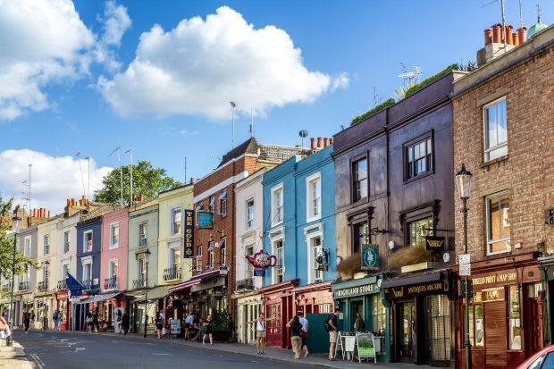 The coloured buildings of Portobello Road